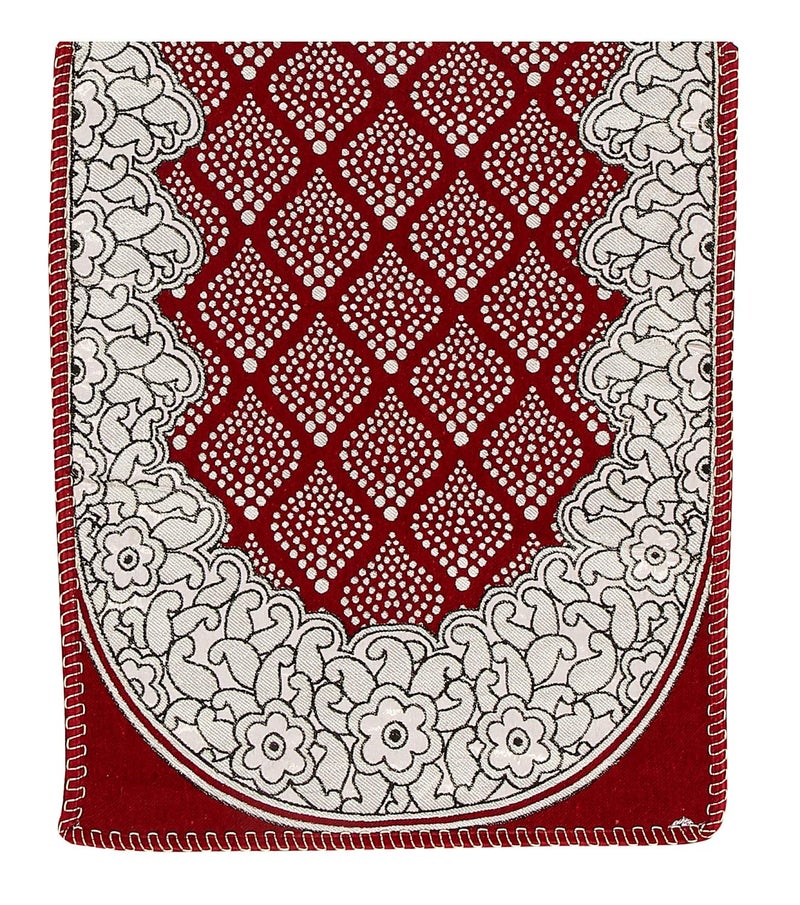 Nendle Cotton Fabric Abstract Sofa and Chair Covers Set of 5 Seater with 6 Pieces Arms Covers (Maroon, 12 Pieces) - Image 2