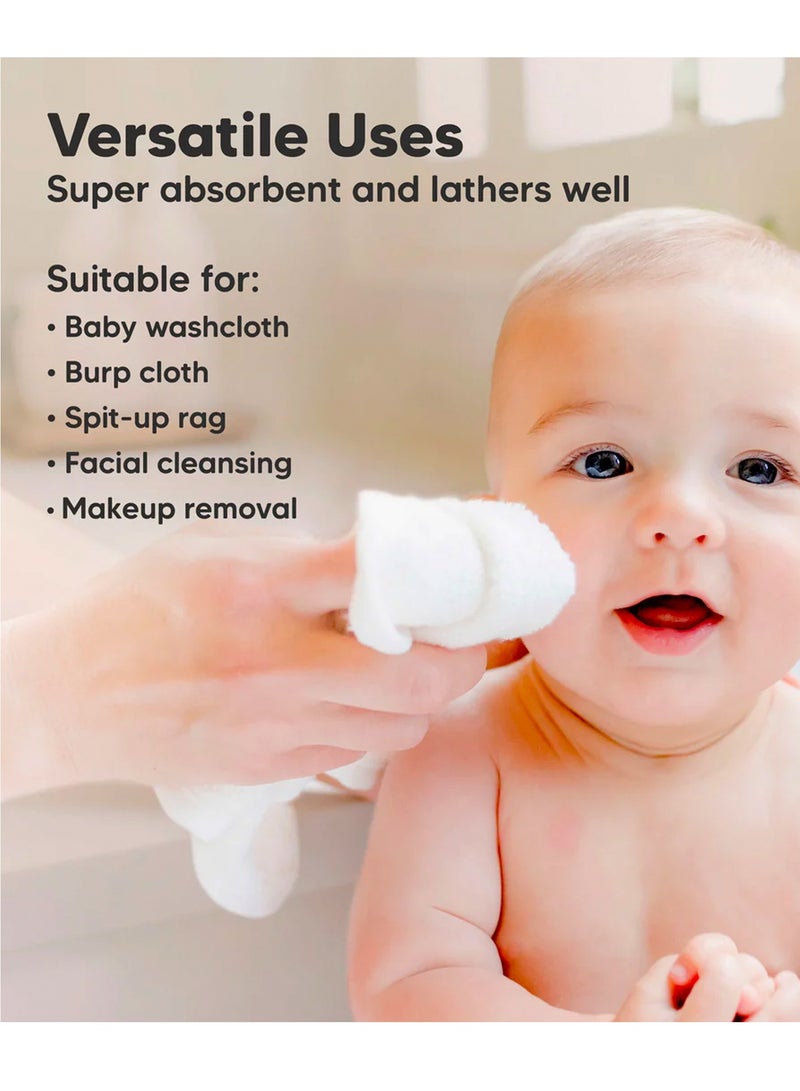 KeaBabies Baby Washcloths - Baby Bamboo Washcloths Towel - Soft Organic Baby Washcloths for Motherhood - Face Towels for Baby, Adult and Infant - Hypoallergenic, Anti Bacterial Towels - (White) - Image 3