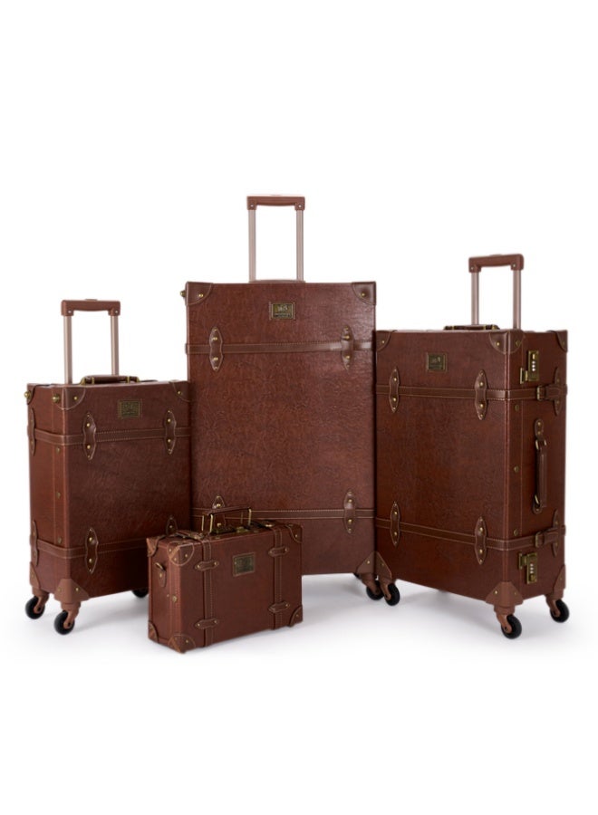LIMRA Travel Bags Classic Leather Luggage 4 Pcs Set 28''-24''-20'''-13'''Inches - Image 1