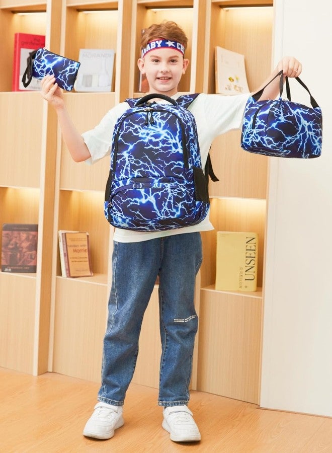 BABUN Boys Backpack for Elementary Kids Bookbag Middle School Bags Heavy Duty Soccer Laptop Durable Waterproof 18 In, 5-blue Lightning, Large, Soccer - Image 4