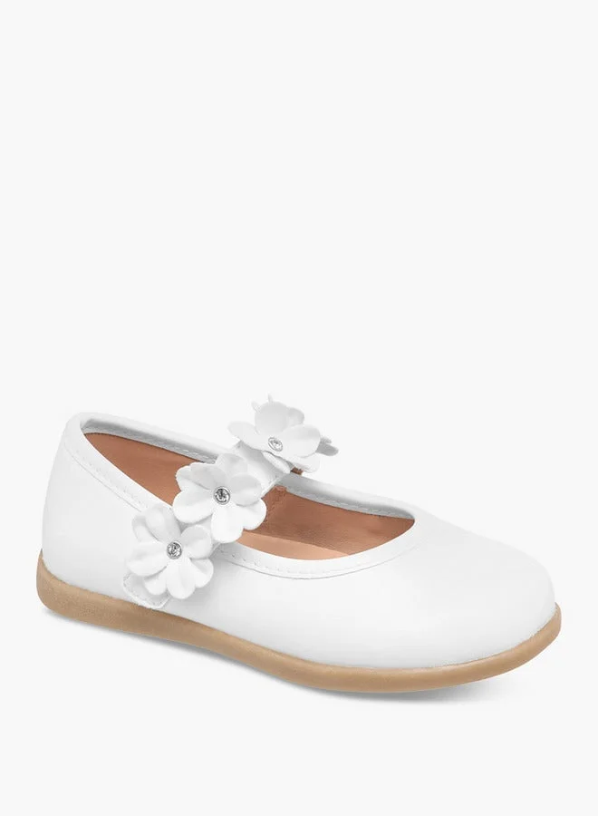 بيرفيت Girls Floral Accent Mary Jane Shoes with Hook and Loop Closure