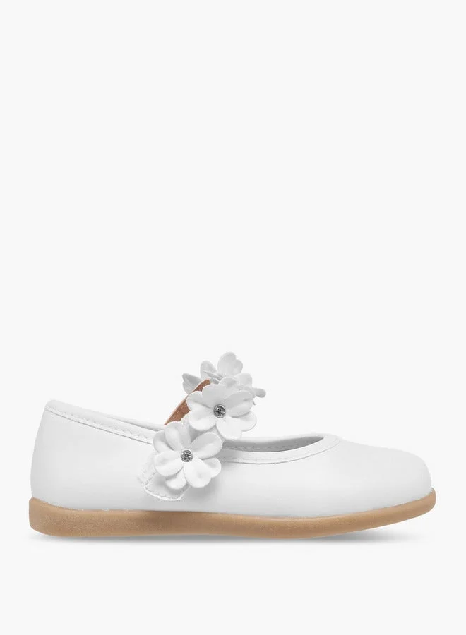 بيرفيت Girls Floral Accent Mary Jane Shoes with Hook and Loop Closure