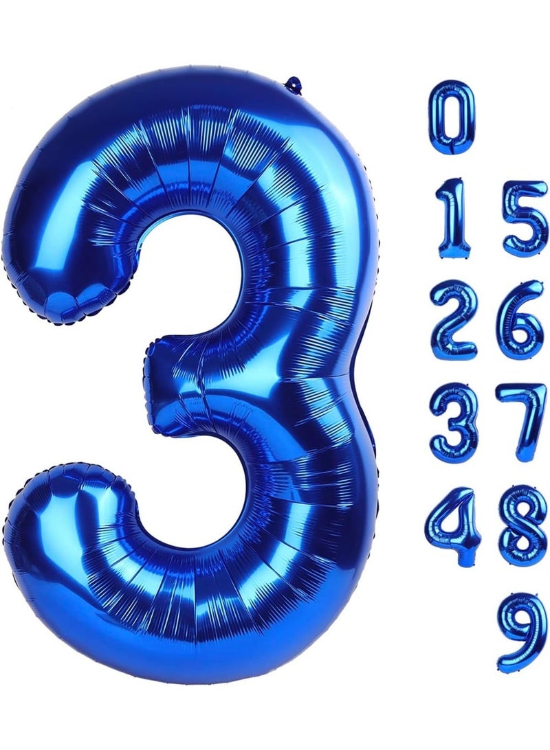 TOY GARDEN 40 Inch Blue Number 3 Foil Balloon for Birthday Party Decorations, Anniversary, Celebration Event Decor, Large Helium Air Fill Number Balloon - Image 1