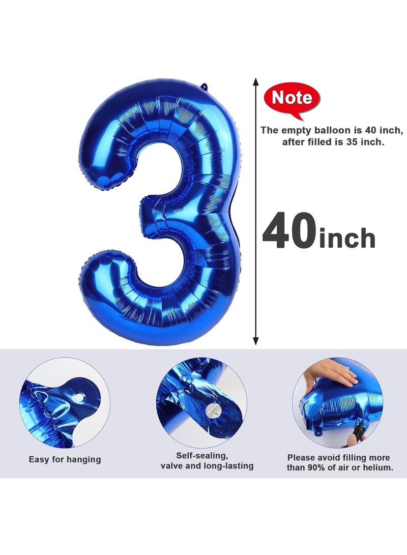 TOY GARDEN 40 Inch Blue Number 3 Foil Balloon for Birthday Party Decorations, Anniversary, Celebration Event Decor, Large Helium Air Fill Number Balloon - Image 4