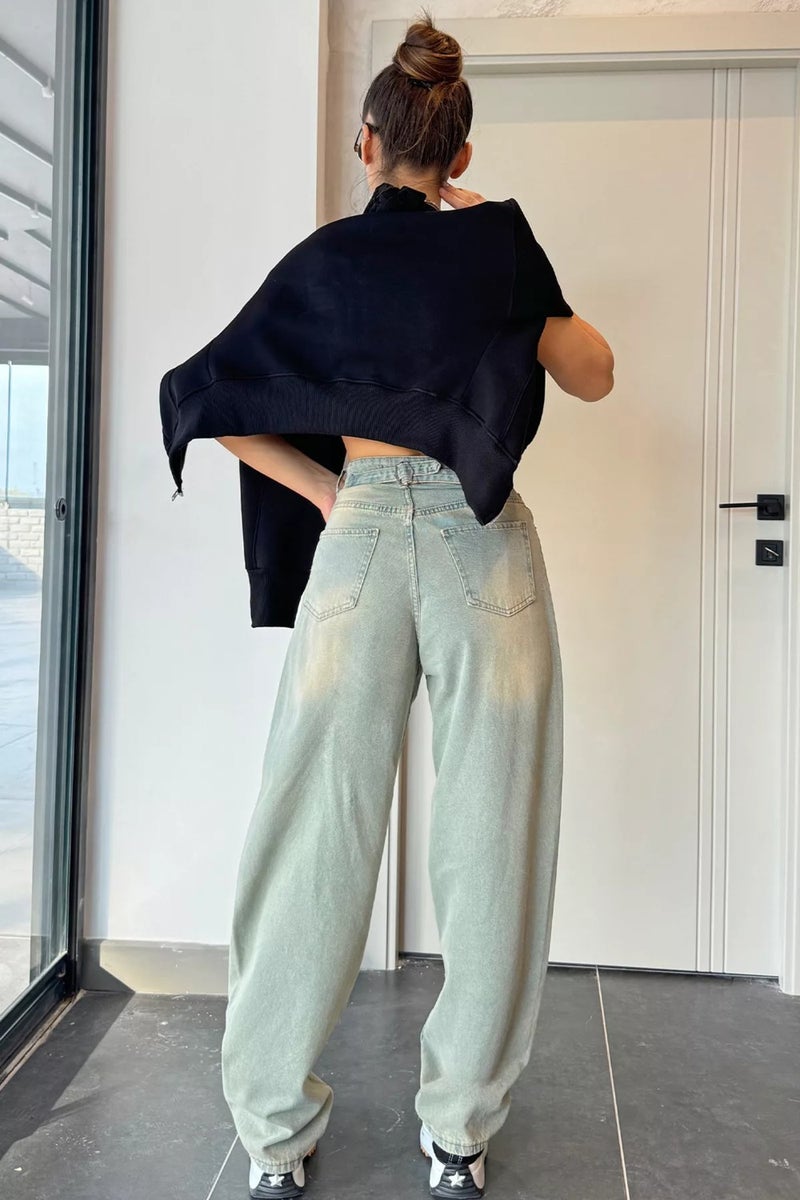 Gülseli High Waist Belt Detailed Women's Jeans  - Image 2
