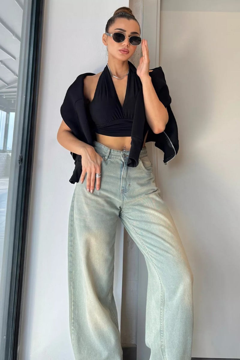 Gülseli High Waist Belt Detailed Women's Jeans  - Image 4