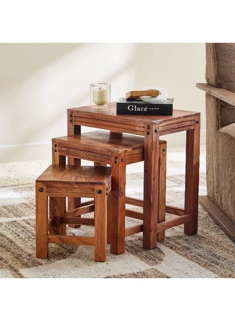 Arya Solid Wood Nest of Tables - Set of 3