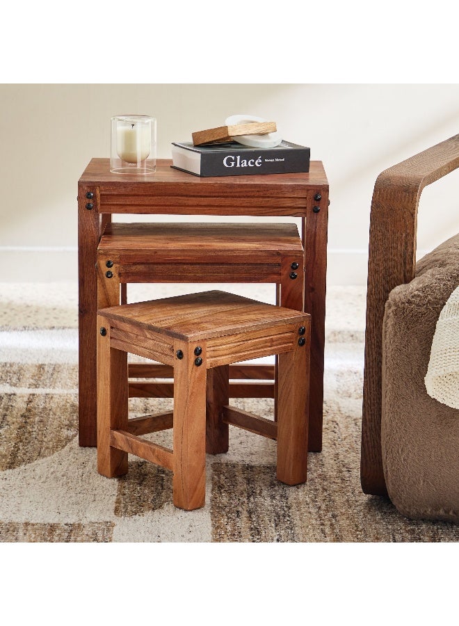 Arya Solid Wood Nest of Tables - Set of 3