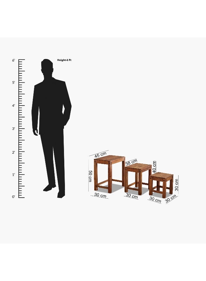 Arya Solid Wood Nest of Tables - Set of 3
