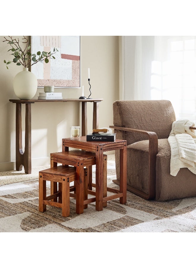 Arya Solid Wood Nest of Tables - Set of 3
