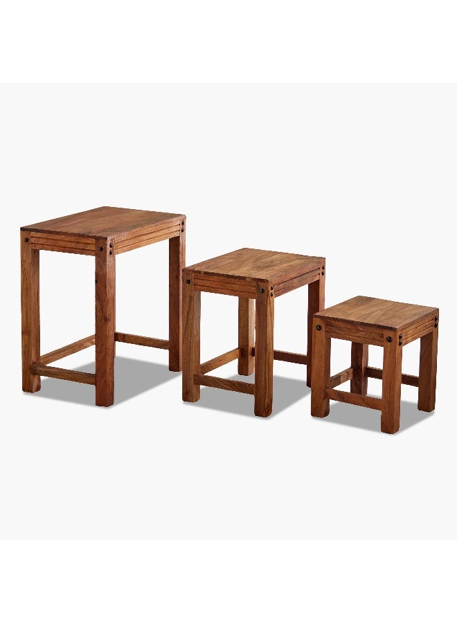 Arya Solid Wood Nest of Tables - Set of 3