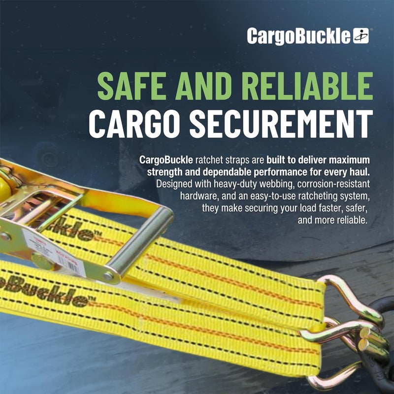 CargoBuckle F14069 Ratchet Strap with Double J-Hooks, 2" x 20" - Image 5