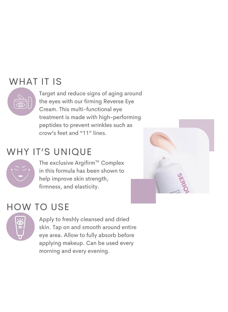 Serious Skincare Serious Skincare - Reverse Lift Eye Cream Moisturizer with Peptides - Skin Firming Wrinkle Formula - Temporarily Lift & Firm Eye Lids and Eye Area – Women, Men - 1 Fl. Oz.  - Image 3