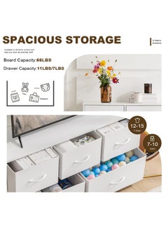 ACPLAY 5 Drawers Fabric Dresser for Bedroom,Wide Storage Organizer with Fabric Bins for Closet,Living Room,Hallway,Nursery, Entryway(White)  - Image 5