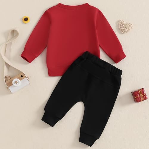 BemeyourBBs Toddler Baby Boy Fall Winter Clothes Funny Letter Long Sleeve Sweatshirt and Pants Set 2 Piece Sweatsuit Outfit (Valentines Cute Than Cupid, 6-12 Months) - Image 3