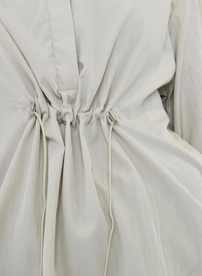 Styli Styli Oversized Drawstring Detail Shirt with 3/4 Sleeve