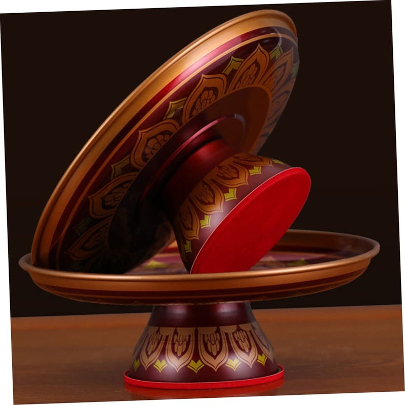 Alloy Lotus Fruit Tray Carved Serving Plate For Food Temple Offering Home Decor - Image 3