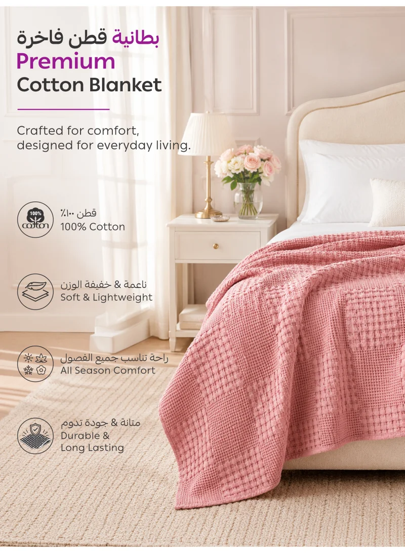 Donetella Cotton Waffle Blanket, 140x200 cm, Soft Breathable Lightweight Waffle Weave Bed Blanket for Sofa & Couch