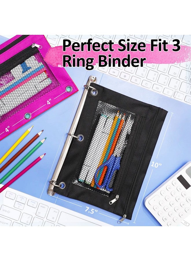 EAONE EAONE 36 Pack Pencil Pouch for 3 Ring Binder, Zipper Binder Pencil Pouch Bulk for School Student, Mesh Binder Pencil Case Pencil Bag with Double Pockets for Office, Home, Classroom Supplies, 9 Colors  - Image 2