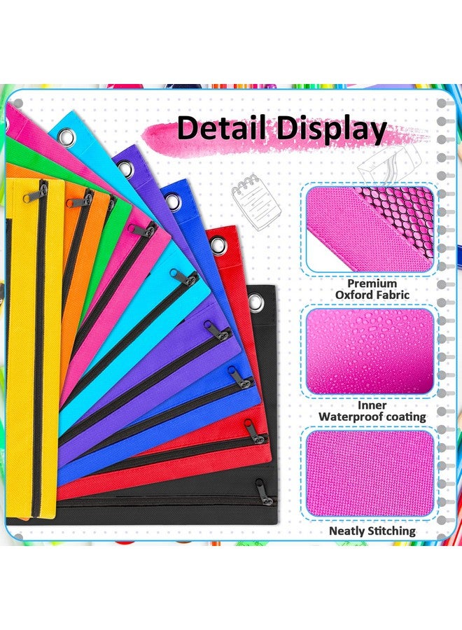 EAONE EAONE 36 Pack Pencil Pouch for 3 Ring Binder, Zipper Binder Pencil Pouch Bulk for School Student, Mesh Binder Pencil Case Pencil Bag with Double Pockets for Office, Home, Classroom Supplies, 9 Colors  - Image 3