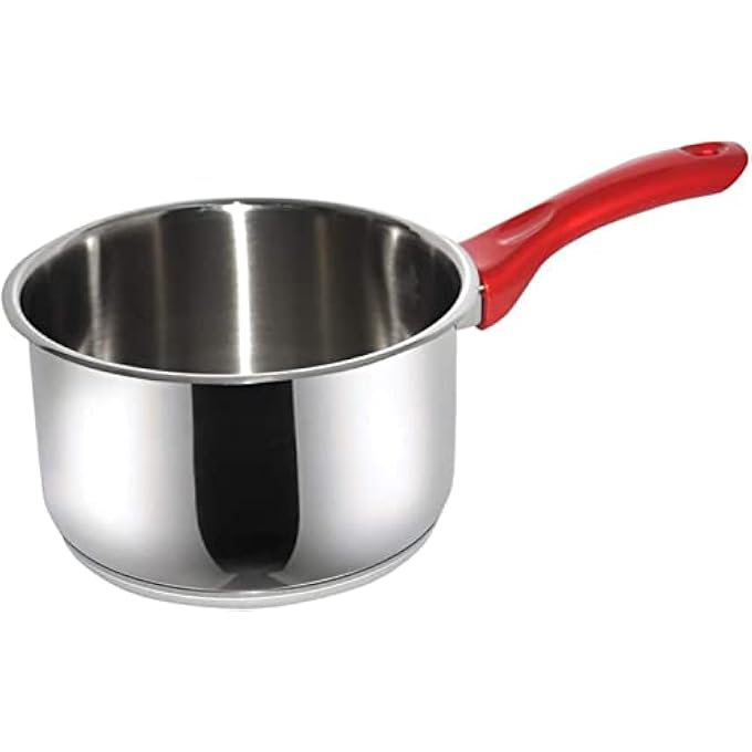 Hascevher Stainless Steel Milk Pot With Red Handle 20 Cm  35 Ltr - Image 1