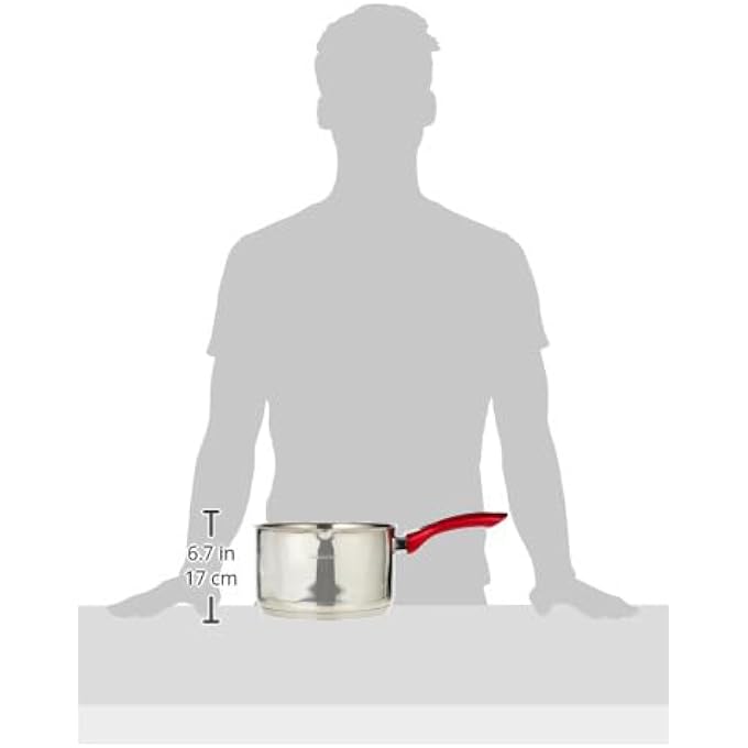 Hascevher Stainless Steel Milk Pot With Red Handle 20 Cm  35 Ltr - Image 2