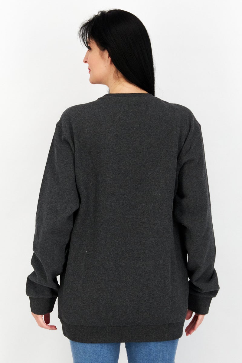 Ellesse سويت شيرت جرافيك بأكمام طويلة وياقة دائرية للنساء، رمادي داكن - Image 4