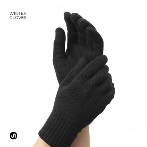 Bodyband Hand Gloves for Men & Women Winter Glove for Men Woolen Knitted for Women and Mens Thermal Wear Unisex Winter Warm Gloves for Womens Winters Wear Unisex Hands Glove for Driving - Grey 1Pair - Image 2