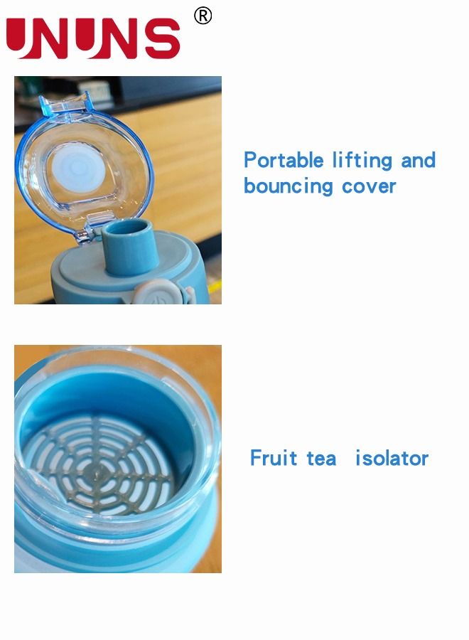 UNUNS Drinking Bottle 1L,Large-Capacity Gradient Water Cup Water Volume Marker,1 Click Open Leak-proof,Leak Proof Thickened,BPA-Free,Gradient - Image 3