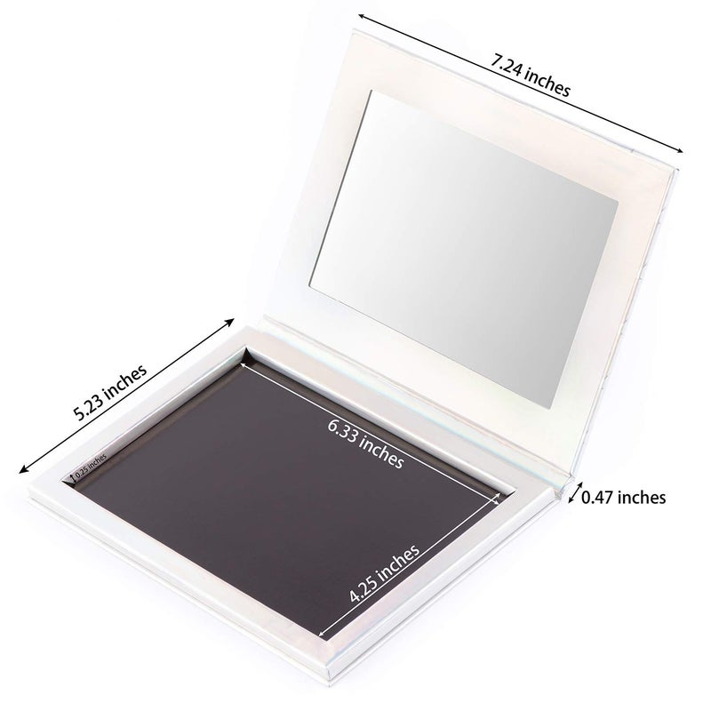 Allwon Magnetic Palette Mermaid Empty Makeup Palette with Mirror and 30Pcs Adhesive Empty Palette Metal Stickers for Eyeshadow Lipstick Blush Powder (Silver) - Image 3