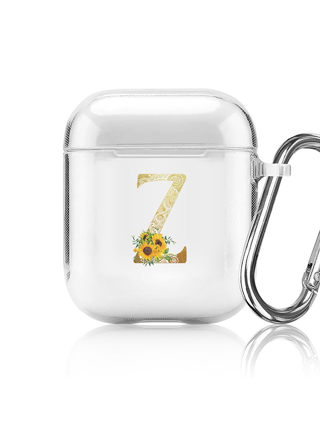 Stylizedd Classic Clear printed Case for Apple Airpods 2 / 1 Soft TPU Gel Thin Transparent Flexible Cover - Custom Monogram Initial Letter Mandala Floral Pattern Alphabet - Z (Clear )  - Image 1