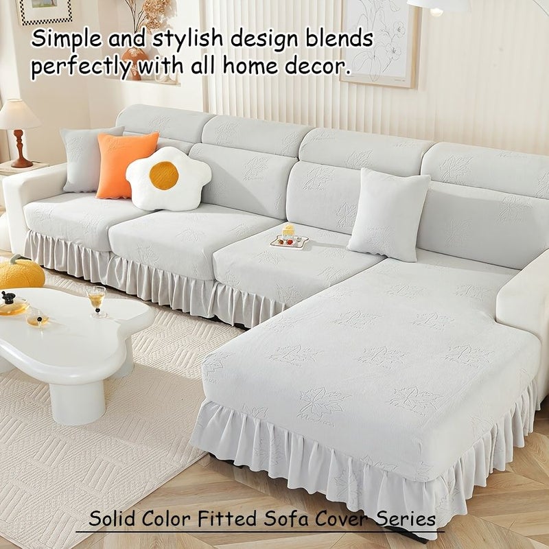 1pc L Shaped Sofa Cover Comfortable Fabric With Exquisite Patterns Machine Washable Pet Friendly Elastic Band Design Easy Installation Protects Sofas Home Decor For Living Room Office Light Grey - Image 2
