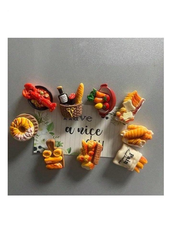 مجموعة مغناطيسات الثلاجة على شكل 12 قطعة من الأغذية - ملصقات الثلاجة الراتنجية ثلاثية الأبعاد للديكور المنزلي والمطبخ - Image 1