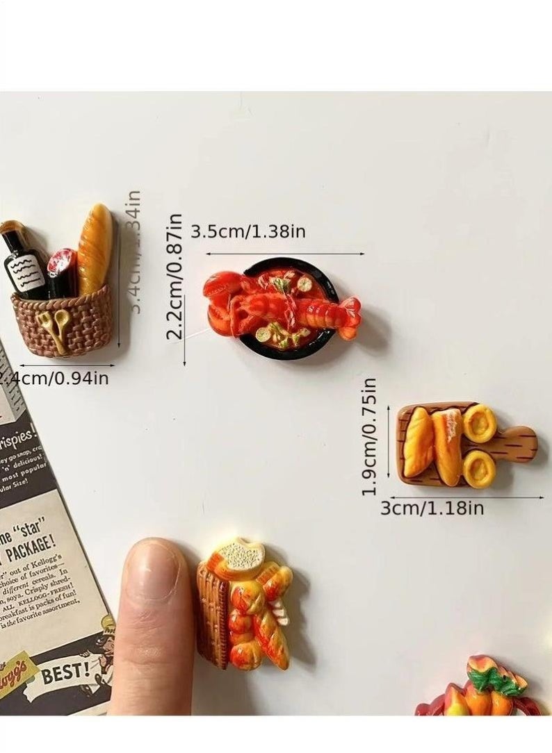 مجموعة مغناطيسات الثلاجة على شكل 12 قطعة من الأغذية - ملصقات الثلاجة الراتنجية ثلاثية الأبعاد للديكور المنزلي والمطبخ - Image 2