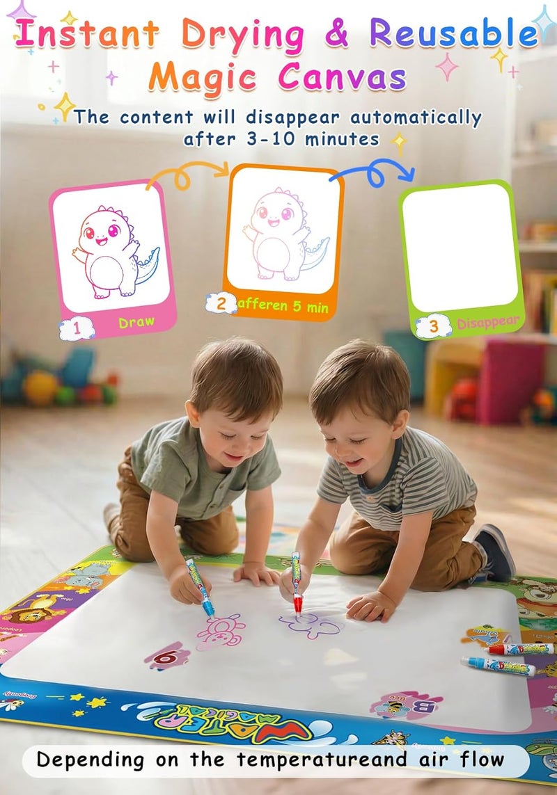 Wedopro لوحة الرسم السحرية المائية Aqua Magic من - لوحة كتابة ورسم مائية كبيرة ملونة مقاس 40x30 بوصة للأطفال والرضع والأطفال الصغار - ألعاب تعليمية بدون فوضى هدية عيد الميلاد للأولاد والبنات من عمر 2 إلى 8 سنوات - Image 5
