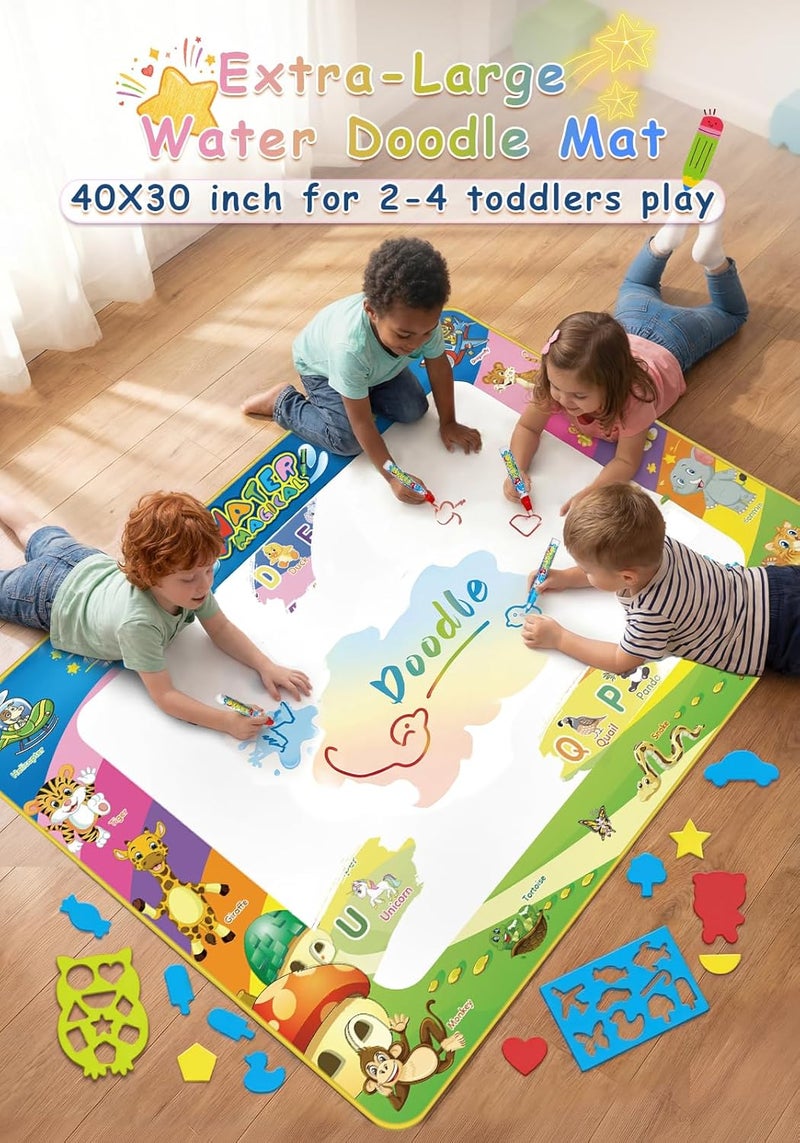 Wedopro لوحة الرسم السحرية المائية Aqua Magic من - لوحة كتابة ورسم مائية كبيرة ملونة مقاس 40x30 بوصة للأطفال والرضع والأطفال الصغار - ألعاب تعليمية بدون فوضى هدية عيد الميلاد للأولاد والبنات من عمر 2 إلى 8 سنوات - Image 4