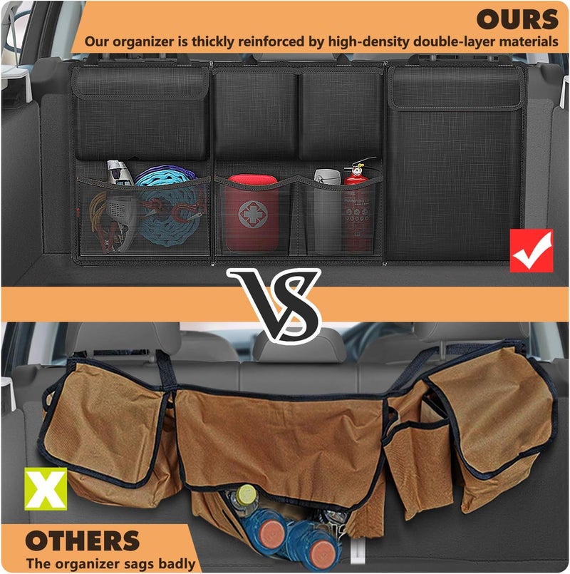 FINPAC Car Trunk Organizer and Storage, Detachable Seat Back Hanging Organizers Storage with Zippers, Large Capacity Car Accessories Interior for Jeeps, SUVs, Vans (Black) - Image 4