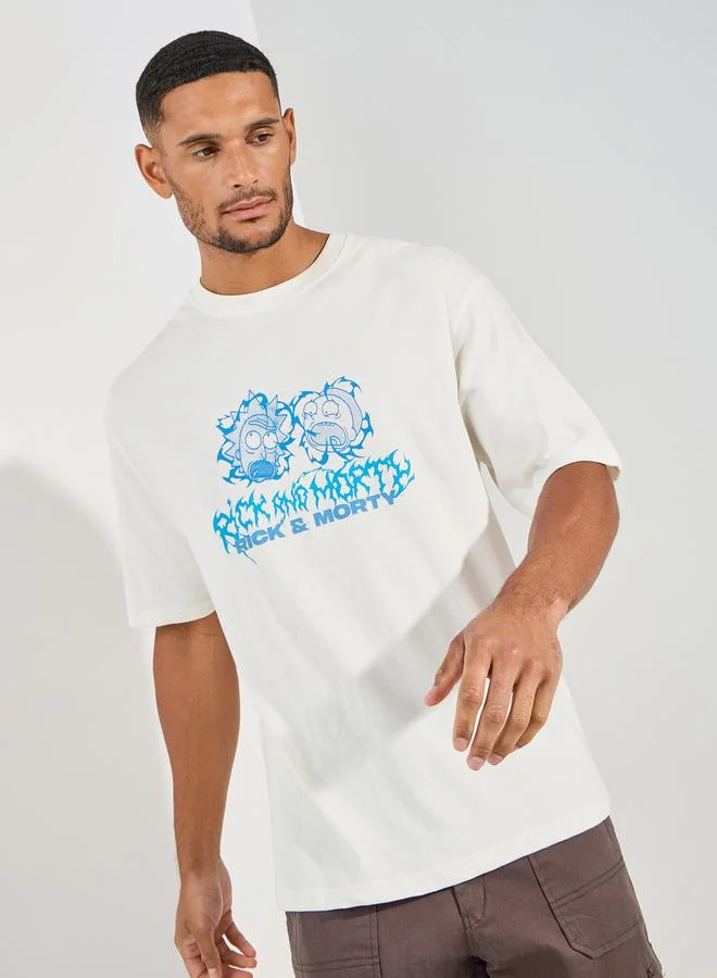 Styli Rick & Morty Graphic Print Compact Jersey Oversized T-Shirt