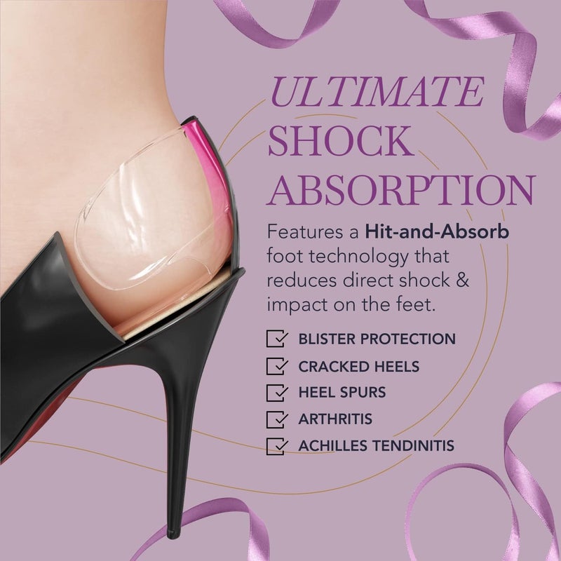 Ballotte Silicone Heel Protectors, Foot Grips for Women, Soft Silicone Shoe Inserts for Big Shoes, Alleviates Slipping & Discomfort, Comfortable Cushioning for High Heels, 8-Pack Multicolor (Natural) - Image 3