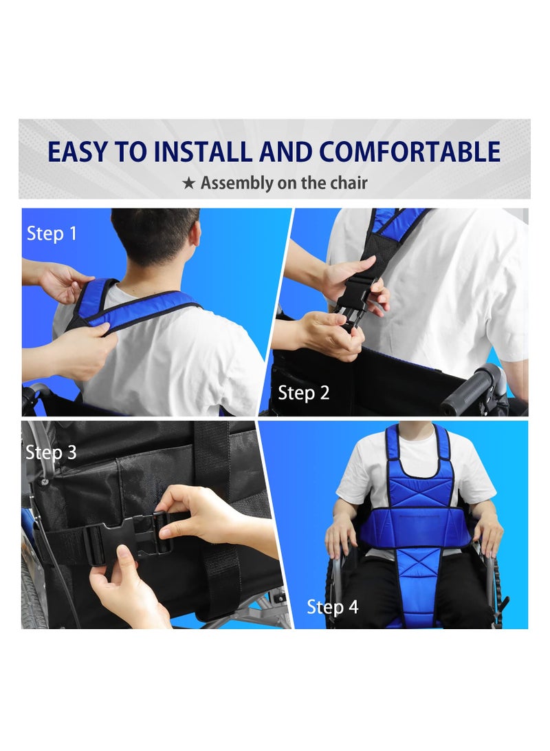 SYOSI Wheelchair Harness Belt, Adjustable Buckle Strap Seat Belt Geriatric Armchair Seatbelt, Non-Slip Half Vest Seatbelt Thick Safety for Elderly People Patients Disabled, Prevent Tilting Falling - Image 2