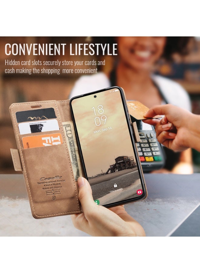 ICARLUS For Samsung Galaxy S26 Ultra Case Card Holder Stand Leather Phone Cover - Brown - Image 3