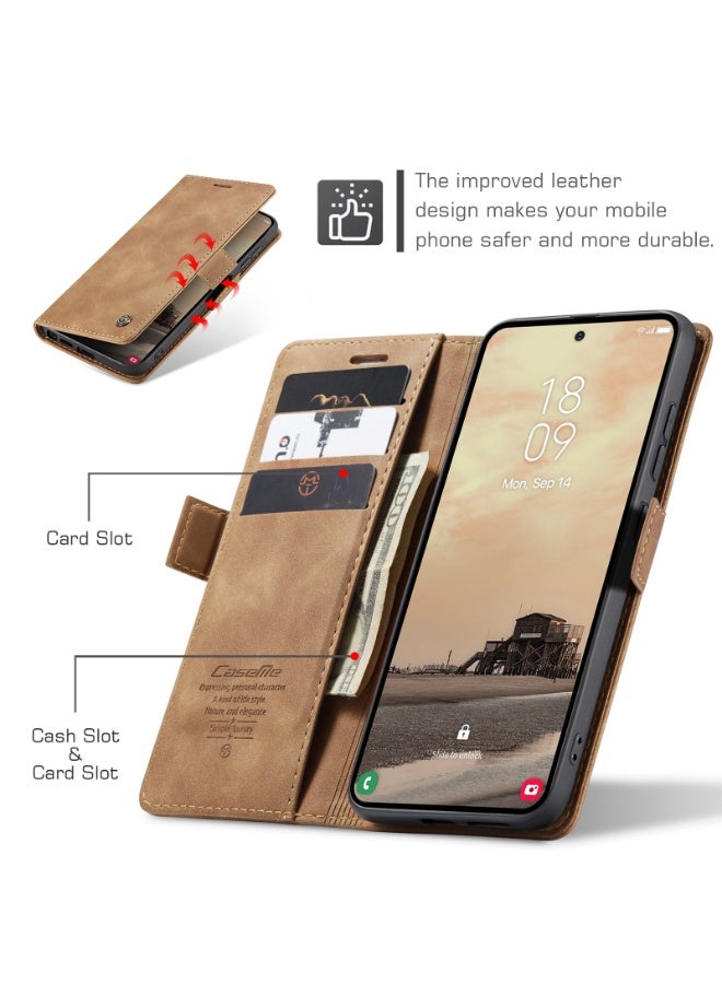 ICARLUS For Samsung Galaxy S26 Ultra Case Card Holder Stand Leather Phone Cover - Brown - Image 4