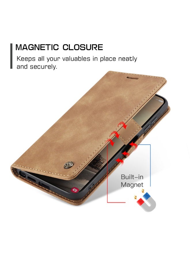 ICARLUS For Samsung Galaxy S26 Ultra Case Card Holder Stand Leather Phone Cover - Brown - Image 5