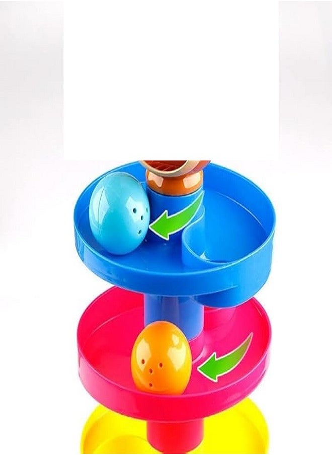 null - Rolling Downhill Toy, 5 Layers Turnstile for Kids | 3 Rattle Balls & Monkey Face Design at Top | Non-toxic materials | Stack, Drop & Zap Set (Multicolor) - Image 1