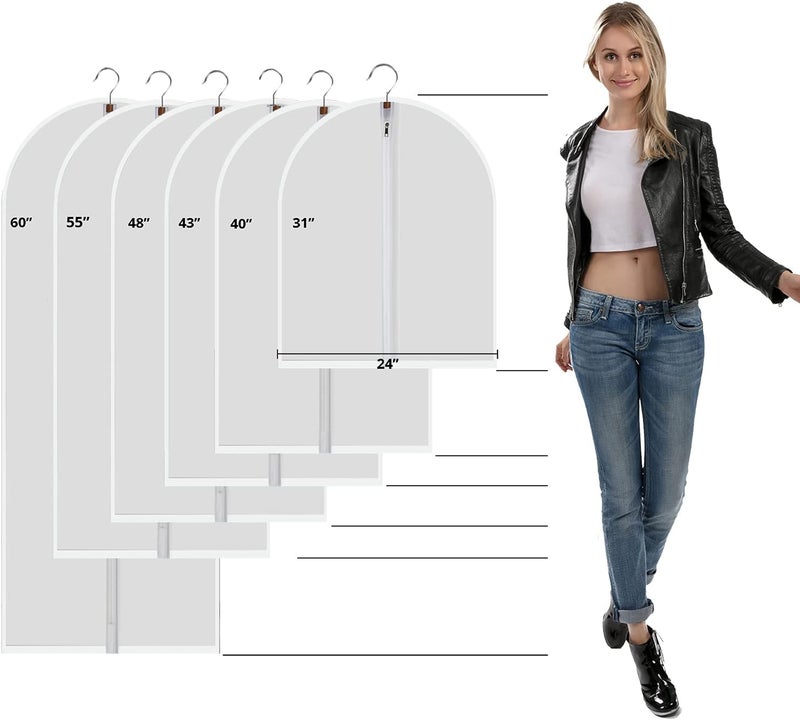 MsKitchen Clear Plastic Garment Bags - Dustproof & Waterproof Storage for Clothes, Suit, Dress, Coat - Image 2