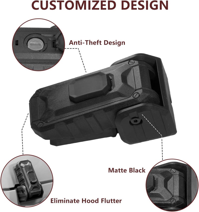 ZKJAYOE Locking Hood Latch with Keys for Jeep Wrangler JL JLU 4Xe Gladiator JT (2018-2025) - Anti-Theft, Dust & Water Resistant, Black - Image 5