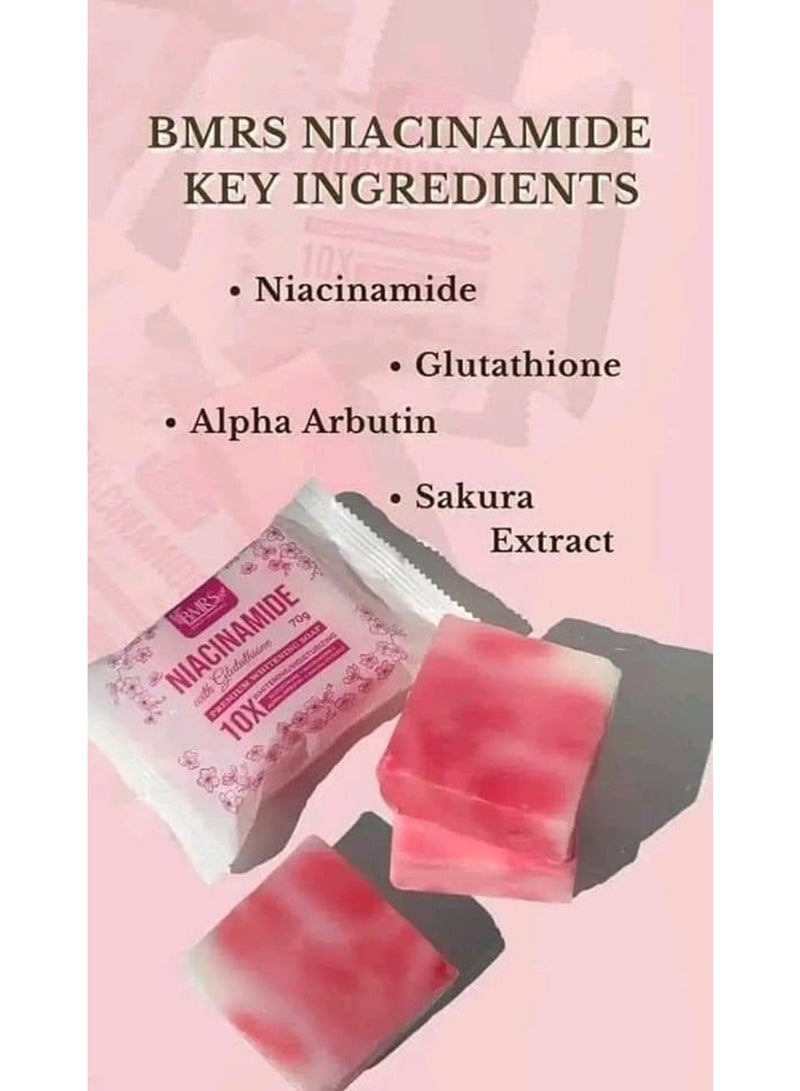 BMRS 3 Bars BMRS Niacinamide with Glutathione Premium Brightening Soap, 70g each - Image 3