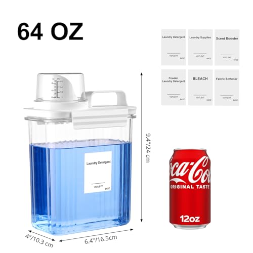 VOTLEVT 64 OZ Laundry Detergent Dispenser Liquid Laundry Soap Dispenser Fabric Softener Dispenser Scent BoosterLaundry Powder Holder Container Laundry Room Organization and Storage 3PACK - Image 3