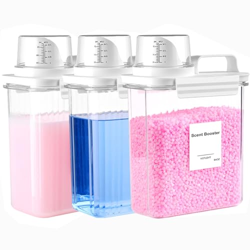 VOTLEVT 64 OZ Laundry Detergent Dispenser Liquid Laundry Soap Dispenser Fabric Softener Dispenser Scent BoosterLaundry Powder Holder Container Laundry Room Organization and Storage 3PACK - Image 1