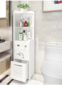 Generic FFD Bathroom Corner Cabinet with Multi-Level Storage, Freestanding Organizer Shelf with Hidden Trash Can, Toilet Paper Holder, Floor-Standing Space Saver  - Image 3